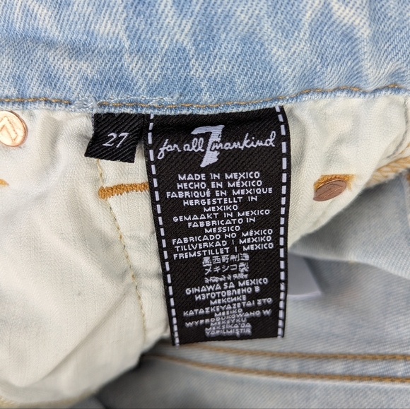 7FAM Light Wash Denim High Rise Paperbag Shorts with Braided Belt Size 27 - Picture 8 of 11